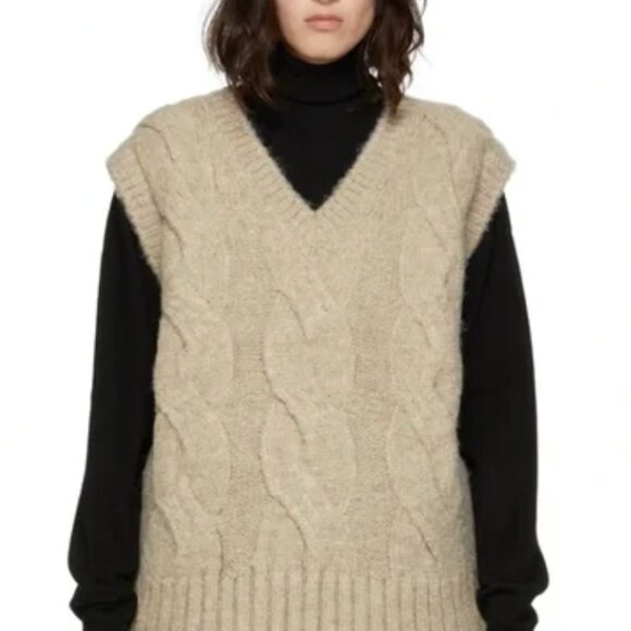 We11done Cable Knit Wool Blend Vest Beige Size S - Picture 7 of 7